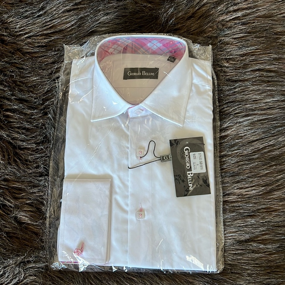 White Dress Shirt with Pink Details